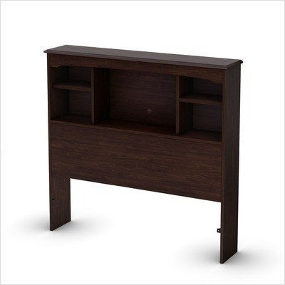 Twin-size Contemporary Bookcase Headboard in Havana Brown Finish