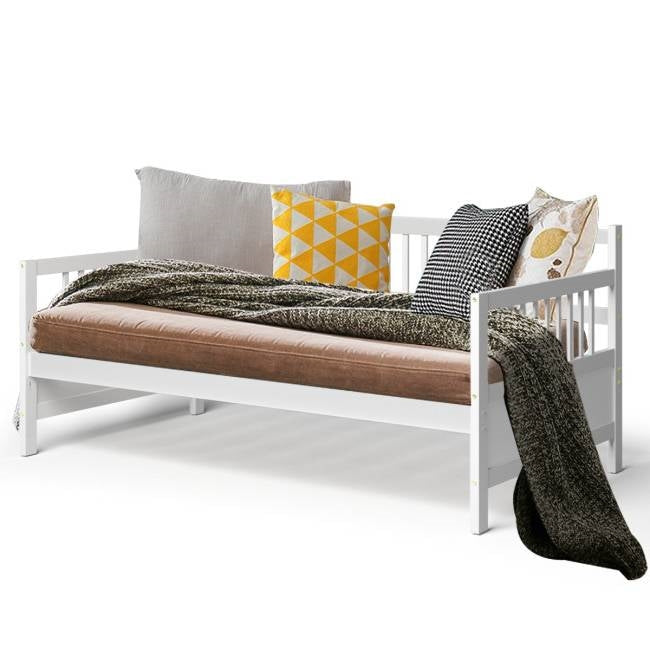 Twin size 2-in-1 Wood Daybed Frame Sofa Bed in White Finish — Chic Home-Decor
