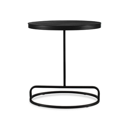 Weny Accent Table, 21 Inch Oval Top, Black Aluminium and Iron Base
