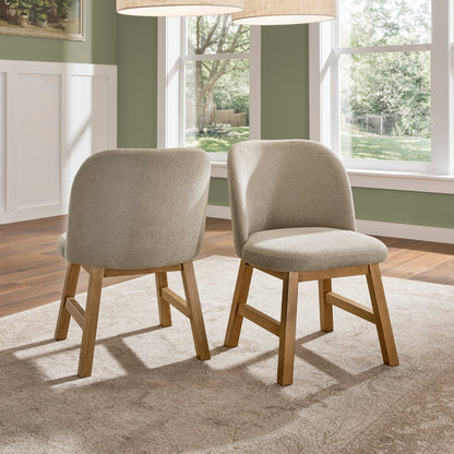 Hiun Dining Bench, Dove Gray Padded Seat, Oak Brown Wood, 50 Inch
