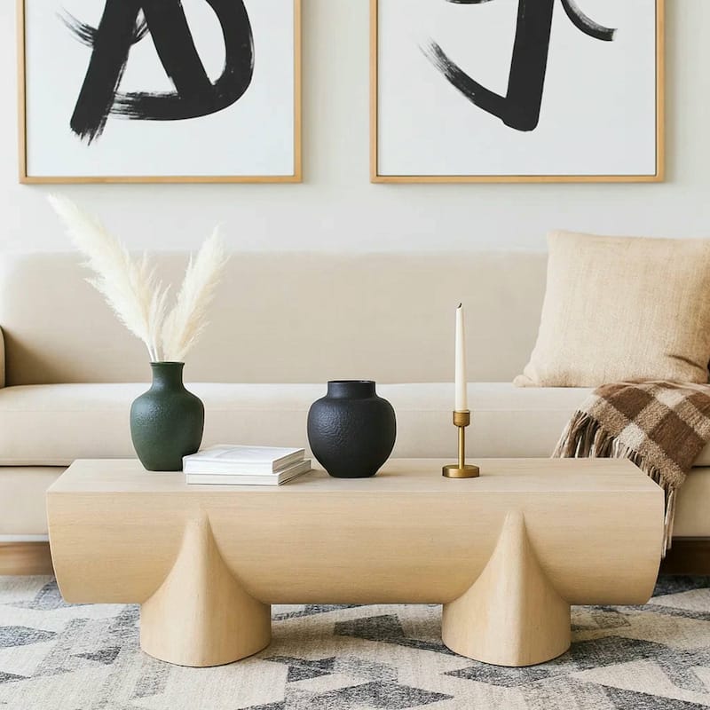 Wilhelm Coffee Table | 48" Log Design | Natural Mango Wood Hand Crafted