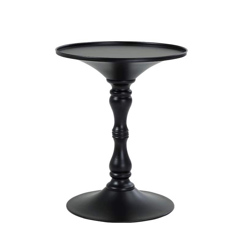 Wowi 23 Inch Side End Table, Round Hourglass Turned Base, Silver Finish