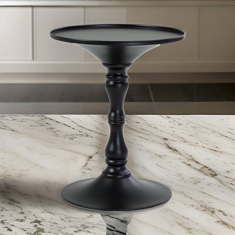Wowi 23 Inch Side End Table, Round Hourglass Turned Base, Finish – Silver
