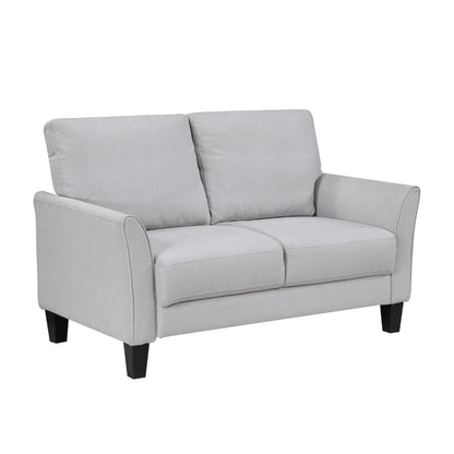 Xumo Loveseat, Blue Fabric, 56 Inch, Black Tapered Wood Legs