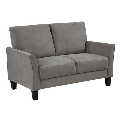 Xumo Loveseat, Blue Fabric, 56 Inch, Black Tapered Wood Legs
