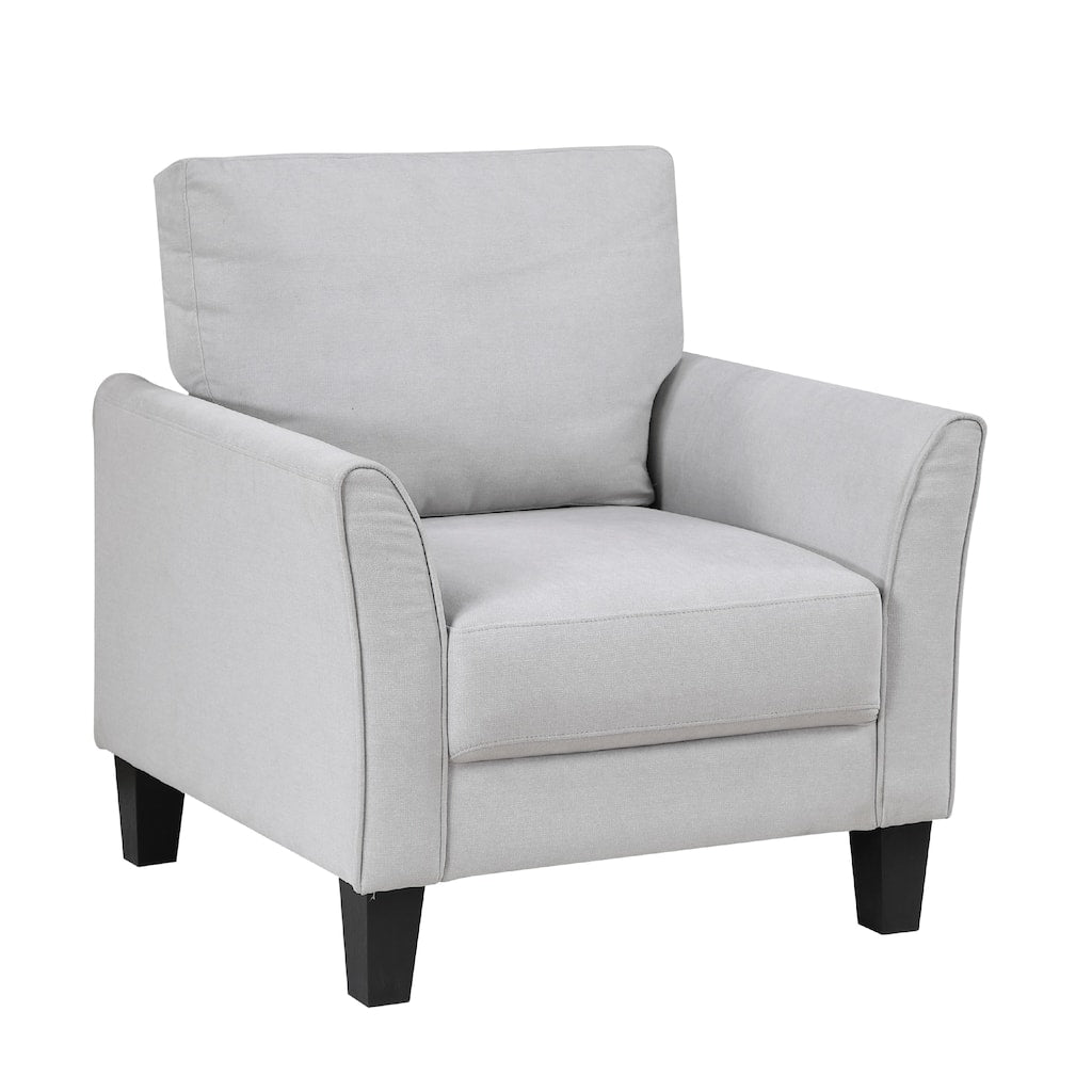 Xumo Sofa Armchair, Light Gray 34 Inch, Black Tapered Wood Legs