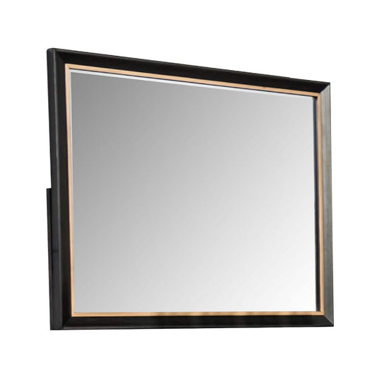 Yada Dresser Mirror, Beveled Glass, Espresso Brown Wood, Gold, 39x48