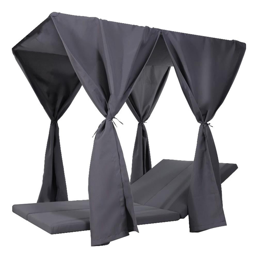 Yavi Outdoor Cushion and Curtains for Daybed, Dark Gray Fabric 79 Inch