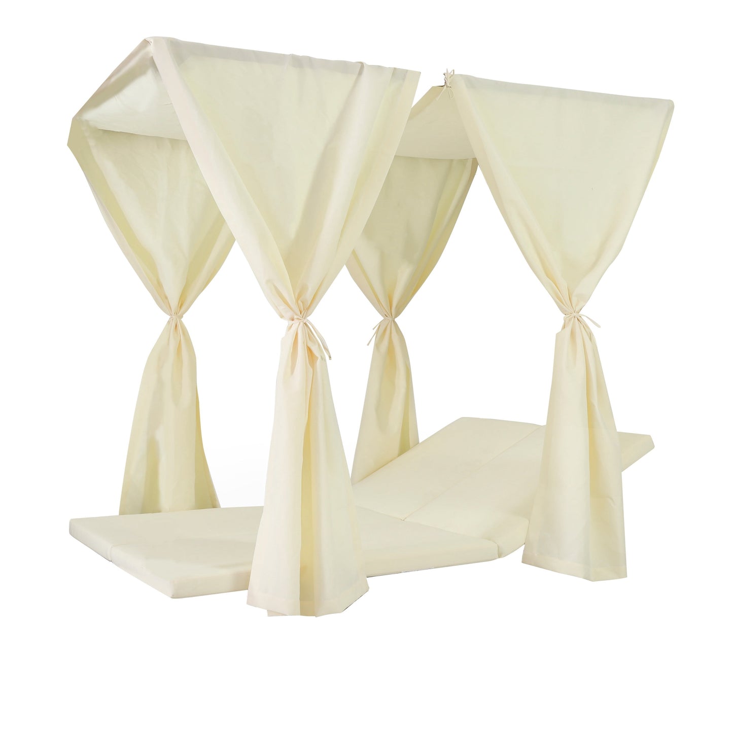 Yavi Outdoor Daybed Curtain and Cushion Set, Cream Waterproof Fabric