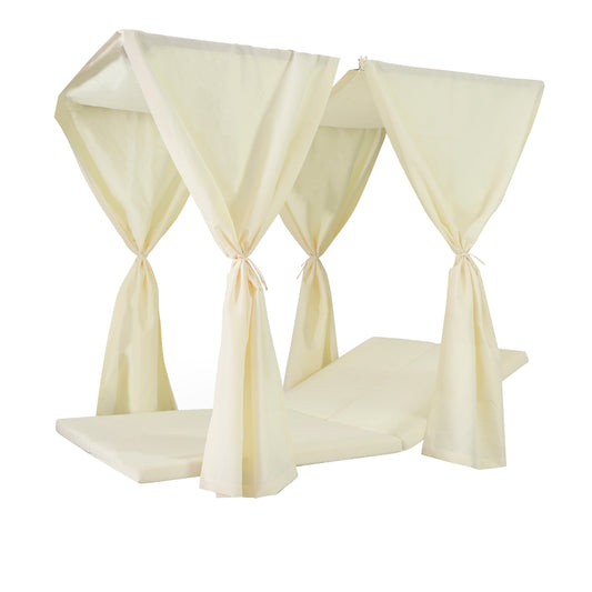 Yavi Outdoor Daybed Curtain and Cushion Set, Cream Waterproof Fabric