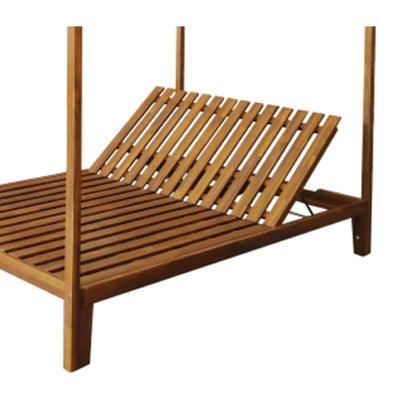 Yavi Outdoor Daybed, Brown Wood, Cream Waterproof Fabric, 79 Inch