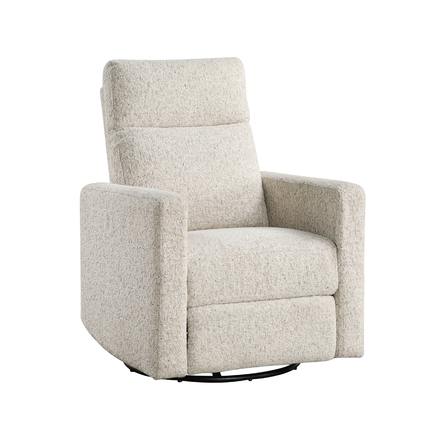 Yujo Recliner Chair, Manual, 30 Inch, Gray Faux Leather, 360 Swivel