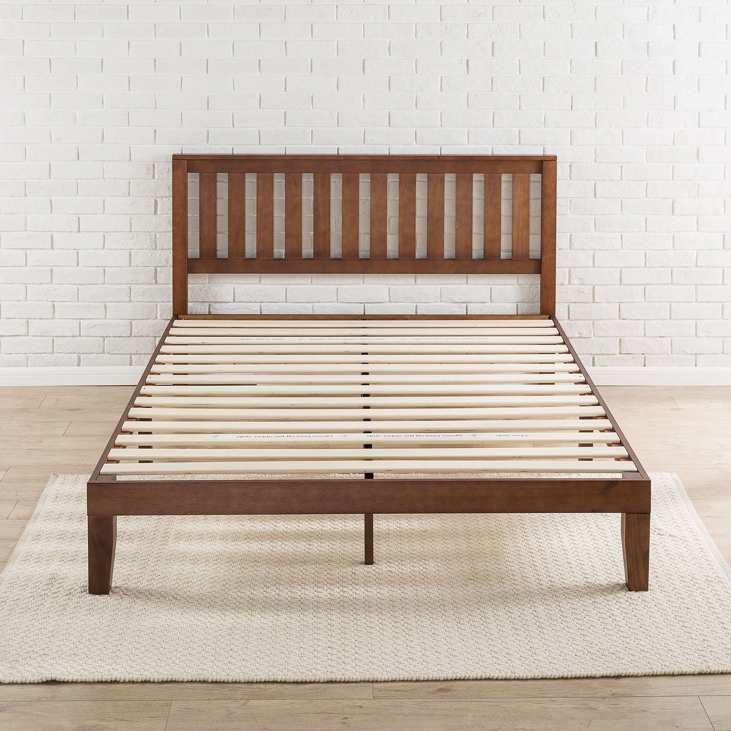 Queen size Mission style solid wood platform bed frame with espresso finish and headboard by FastFurnishings