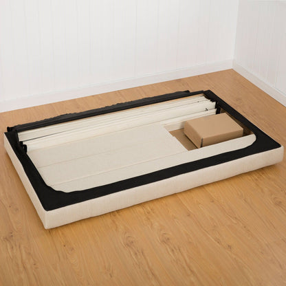 Twin size Taupe Fabric Upholstered Platform Bed with Tufted Headboard