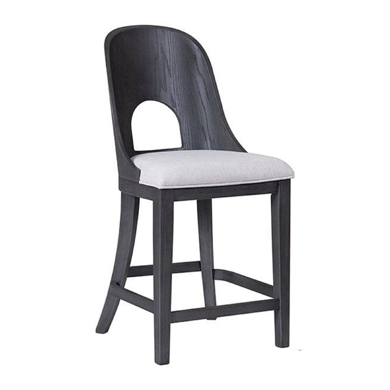 Zoko Counter Height Chair Set of 2, Curved Cut Out Back, Ash Gray Wood