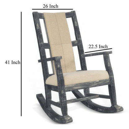 Rena Rocking Chair, Cushion Seat and Back, Black Mahogany Mindy Wood