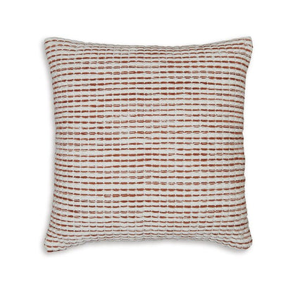 Lien 19 Inch Throw Pillow Set of 4, Striped Design, White Brown Cotton