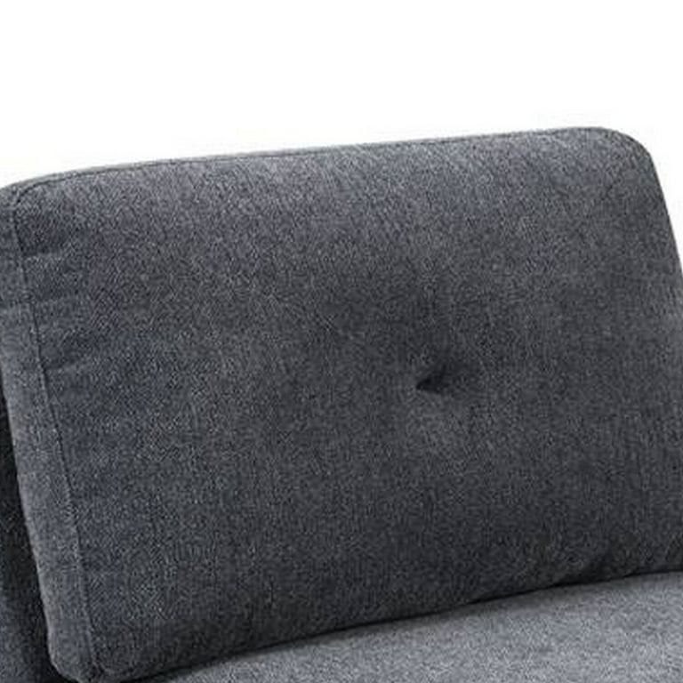 Jemy 37 Inch Modular Armless Chair, Cushioned Dark Gray Chenille Solid Wood