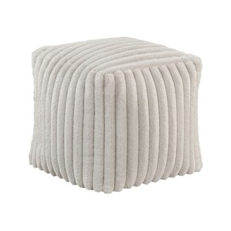 Modern Ottoman, Off White Ribbed Corduroy Zipper Cover, 16 Inch Square