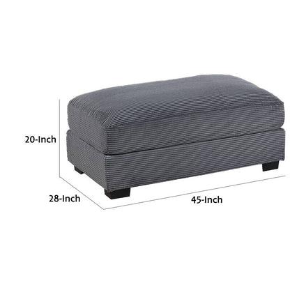 Lomi Cocktail Ottoman, Dark Gray Corduroy, Black Legs, 45 x 28 Inch