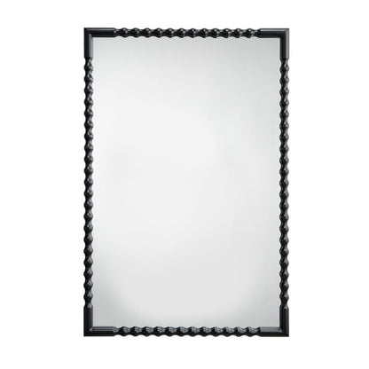 Perz Accent Wall Mirror, 24x36 Rectangular Beaded Frame, Forged Iron