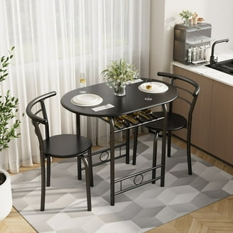Lasie 5 Piece Counter Height Table Set, 4 Chairs, Slatted, Brown Solid Wood