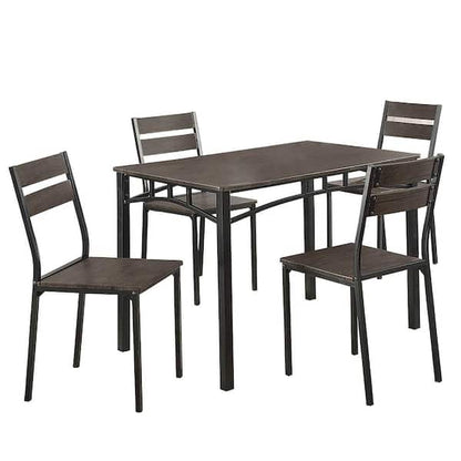 5 Piece Metal And Wood Counter Height Table Set In Antique Brown