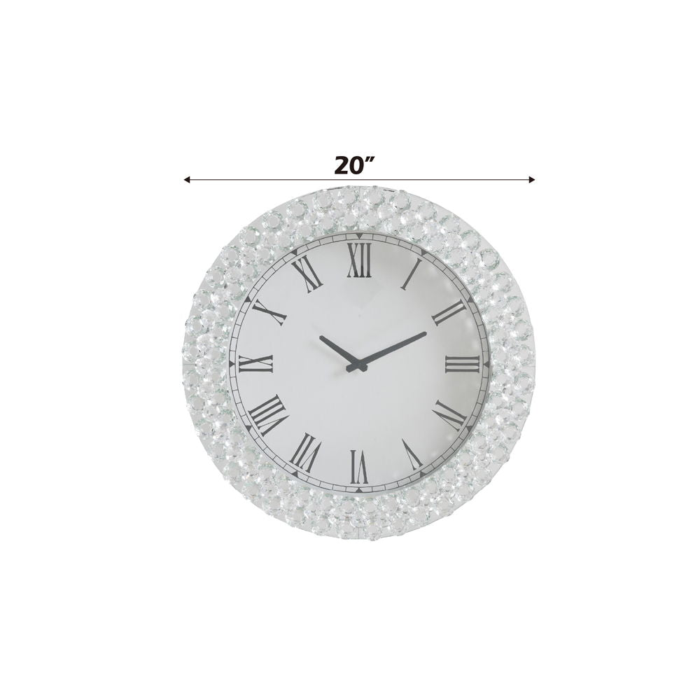 Nysa 20" Mirrored Wall Clock with Faux Crystals