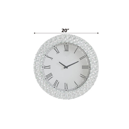Nysa 20" Mirrored Wall Clock with Faux Crystals