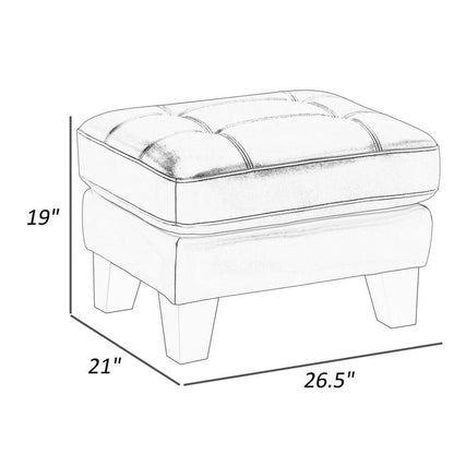 Sofy 27 Inch Ottoman, Dark Gray Top Grain and Faux Leather, Solid Wood