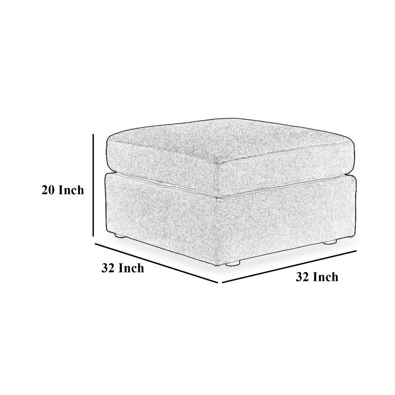 Meso Oversized Square Ottoman, Oyster Ivory Nuvella Polyester, 32 Inch