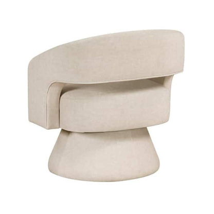 Lessa Swivel Accent Chair, Beige, Round Base, Soft Foam Cushion