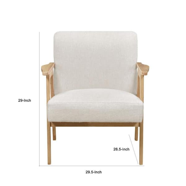 Cathy Accent Club Armchair, Soft Beige, Natural Brown Wood Frame
