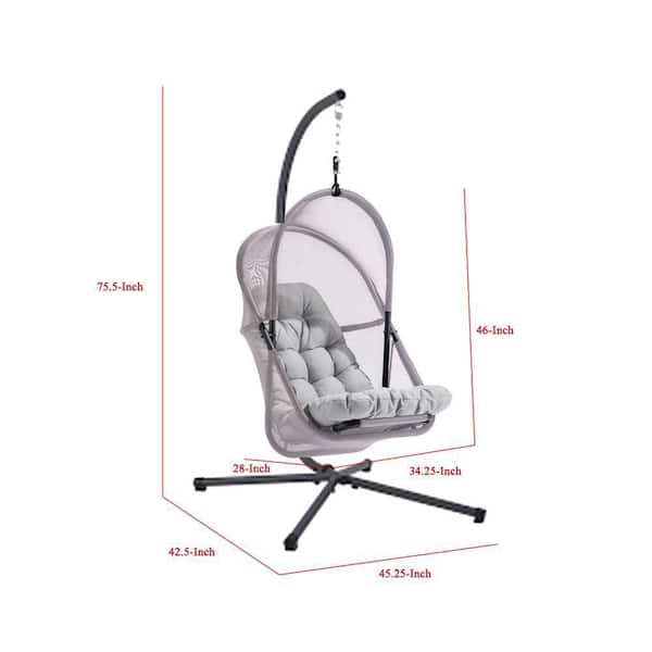 Bery Outdoor Swing Chair with Foldable Stand, Light Gray Cushion