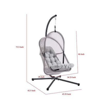 Bery Outdoor Swing Chair with Foldable Stand, Light Gray Cushion