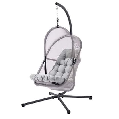 Bery Outdoor Swing Chair with Foldable Stand, Dark Gray Cushion