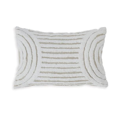 Aris 14 x 22 Lumbar Throw Pillow Set of 4, Geometric Design, White, Tan