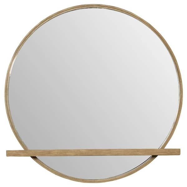 Fij Oval Dresser Mirror, Sand Wash Wood, Felt-Lined Tray, 38 Inch