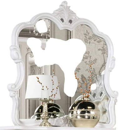 Valena Dresser Mirror, Beveled Glass, White Solid Wood Frame, 45 Inch