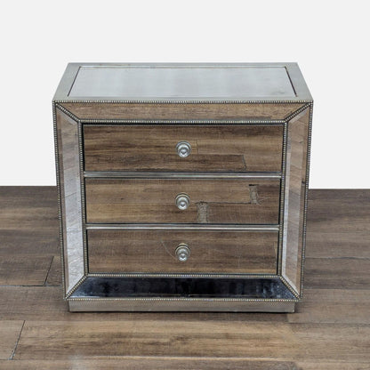 Chest with 3 Drawers and Mirrored Panels, Silver