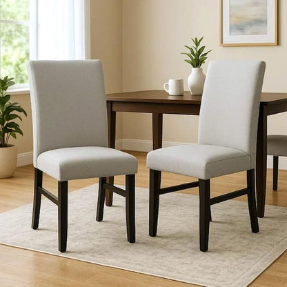 Riac Set of 2 Counter Height Chairs, Black Wood, Dove Gray Fabric Seat
