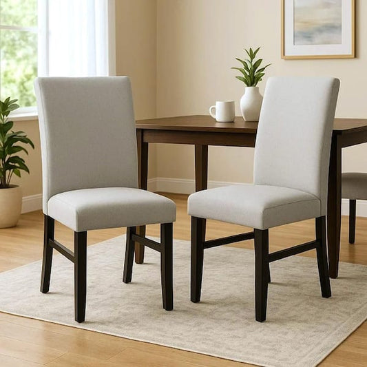 Riac Set of 2 Counter Height Chairs, Black Wood, Dove Gray Fabric Seat