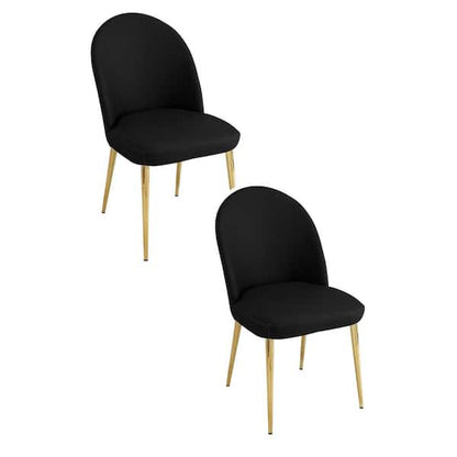Vonn Dining Armchair Set of 2, Faux Leather Seat, Curved Back, Black Metal