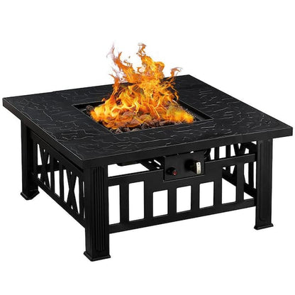 Outdoor Fire Pit, Black Iron, Inner Propane Gas Tank Storage, 47 Inch