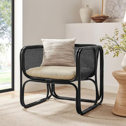 Ellish Outdoor Dining Armchair Set of 2, Gray Faux Wicker, Metal Frame