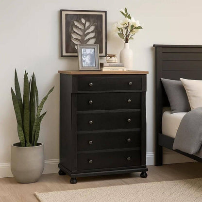Leyne Nightstand, 3 Drawers, Farmhouse Weathered Gray Solid Wood, 26 Inch