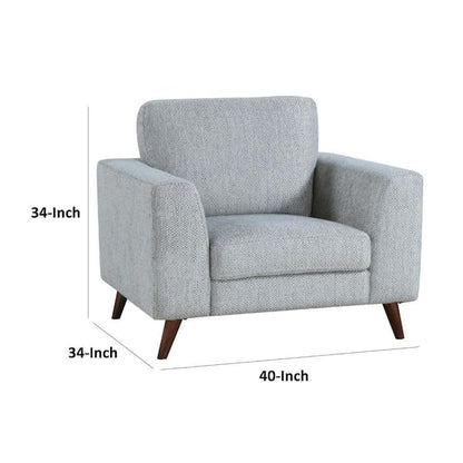 Ricca Armchair, Blue Gray Chenille, Foam, Angled Brown Wood Legs