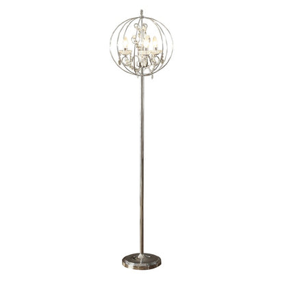 Shine 61 Inch Floor Lamp, Chandelier Style, Crystal and Metal, Chrome