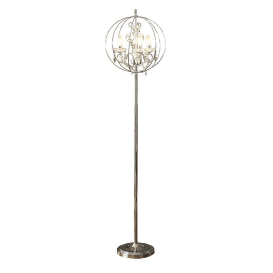 Shine 61 Inch Floor Lamp, Chandelier Style, Crystal and Metal, Chrome