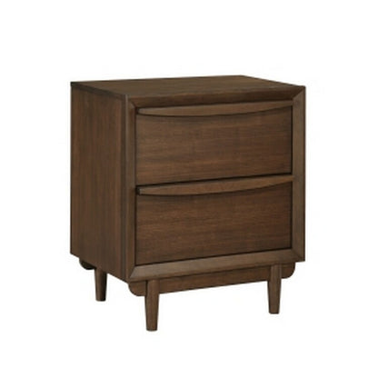 Soly 27 Inch Nightstand, 2 Drawers, USB Port, Lip Pull Handles, Brown